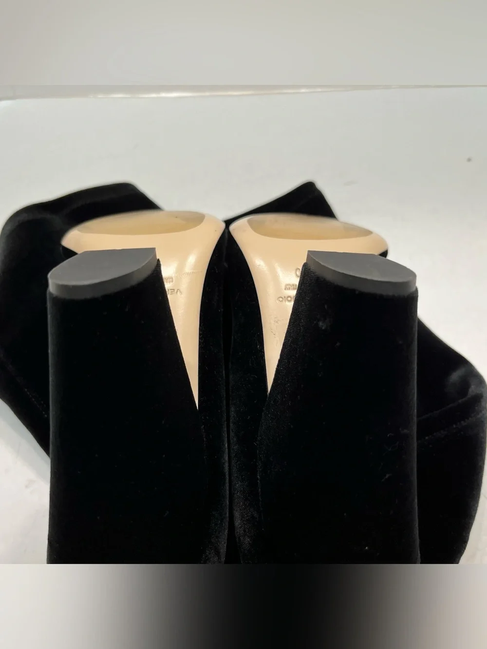DEIMILLE Italy Black Velvet Knee High Boots Block Heel EU 40 US  9.5  NWOB